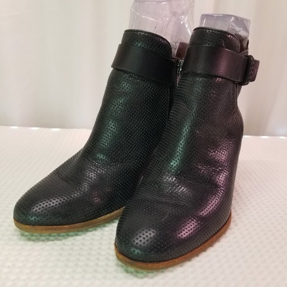 Dolce Vita Women's Bootie Sandal Black Cut out Leather Block Heel - Picture 1 of 4